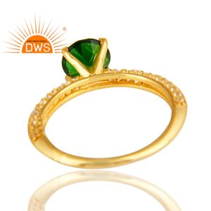 Chrome Diopside Gemstone <b>Solitaire</b> <b>Ring</b> Jewelry Manufacturer 925 Sterling <b>Silver</b> 14k Gold Plated Jewelry Supplier - Product Image 3