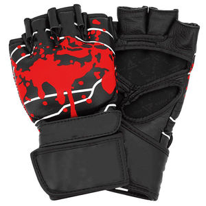 Guantes de MMA con logotipo personalizado de la mejor calidad, guantes de boxeo de medio dedo con palma abierta y cierre de encaje de cuero, excelente protección - Product Image 6
