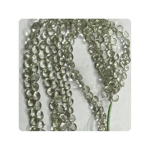 Cuentas de Piedras Preciosas de Cuarzo Amatista Verde Transparente con Forma de Corazón Facetado de 8 Pulgadas, Certificadas Premium, 7x7 mm - Product Image 3