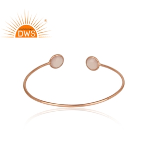 Handmade <b>Rose</b> <b>Gold</b> Plated Silver 925 Girls Cuff <b>Bangle</b> Jewelry <b>Rose</b> Chalcedony Gemstone <b>Bangle</b> Wholesale Classic Collection - Product Image 3
