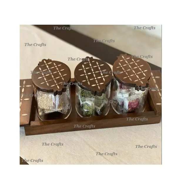 木製の蓋とトレイが付いたアクリルドライフルーツデザートボックス3つのレストラン食器チョコレートスイーツボックスのセット