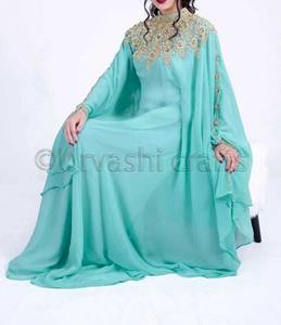 El estilo de las mujeres caftán Farasha Jalabiya Abaya vestido largo Maxi Dubai Kaftan de cristal Kaftan - Product Image 1