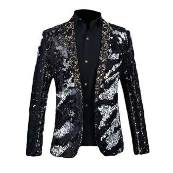 Men Gold Sequin Glitter Suit shiny Jackets Blazer for wedding party wear jackets