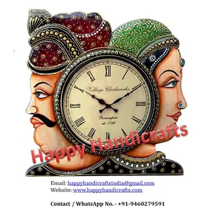 Indian wooden hand craved beautiful Rajasthani watch wall clock/ watch Home Decor