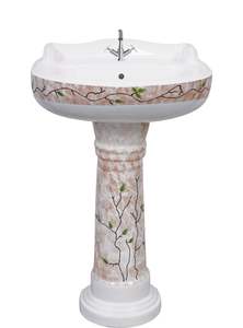 Lavabo en céramique de Sanitaryware de couleur blanche highglossy avec le piédestal pour Resellig. - Product Image 4