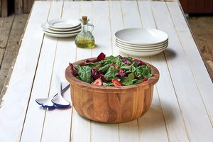 Hot Selling Acacia Wood Bowl Wooden Salad Bowl With Lip for Cereal Serving <b>Containers</b> Wooden Ring Dish Kitchenware Item - Product Image 4