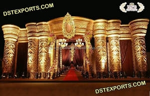 Muslim Walima Golden Back-<b>Frames</b> Stage Muslim Walima Stage Mehraab Decoration <b>Wedding</b> Golden Back-<b>Frame</b> Stage Decor - Product Image 2