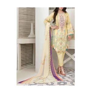 Combinaison de pelouse formelle et brodée, vêtement pour femmes, blouse Dupatta, pantalon sans coutures, 2020 - Product Image 1
