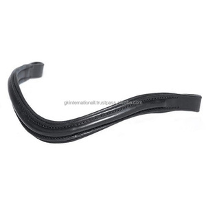 Correa de cuero para cejas de caballo con forma de onda personalizada, con relleno suave de vaca y costuras completas en cuero genuino negro y marrón - Product Image 3