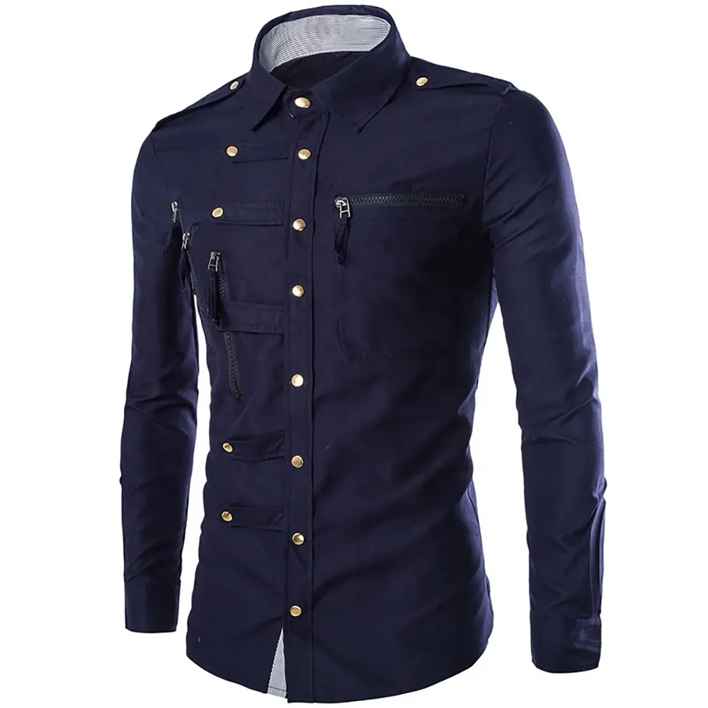 Top quality Mens Western Shirts Long Sleeve Slim Fit Embroidered Casual Button Down Mexican Shirt