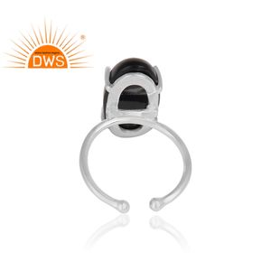 Bague en argent Sterling 925 pour homme, bijou en pierre précieuse d'onyx noir, vente en gros - Product Image 3
