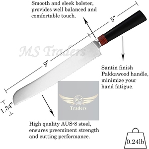 Juego de Cuchillos de Cocina de 5 Piezas con Bloque de Madera, Juego de Cuchillos de Chef Profesional - Japonés Premium AUS con Funda de Cuero {MS-14} - Product Image 4