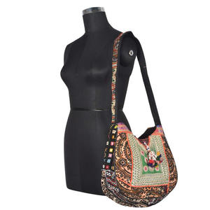 Vintage Tribal Mirror Banjara Gypsy Bags Diseñador DE TRABAJO Bohemio Bordado Tela de algodón Cremallera Bolso de hombro, bohemio - Product Image 3