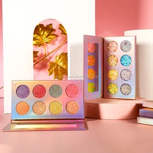 Private Label Make Up holographic cardboard Eyeshadow Cosmetics no brand Mix matte Glitter Eye shadow palette