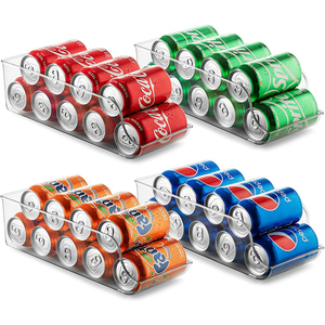 Soda Can Organizers Stackable Fridge Organizers for Freezer Countertops Cabinets Clear Plastic Pantry Storage Racks