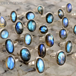 Anillos de Gema Natural para hombres, caja de exhibición de anillo de tungsteno, labradorita, recubrimiento de plata, hecho a mano, precio al por mayor - Product Image 3