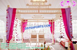 Grand Mandap de mariage en bois Anaya, thème blanc, pour mariages indiens, décoration événementielle, Royaume-Uni et Australie - Product Image 4