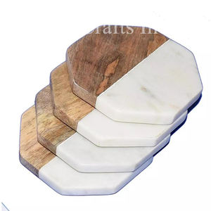 Natural Acacia Wood and Marble Stone with High Quality Polished Custom <b>Coasters</b> Marble <b>Slate</b> <b>Coasters</b> Silicone Mat - Product Image 6