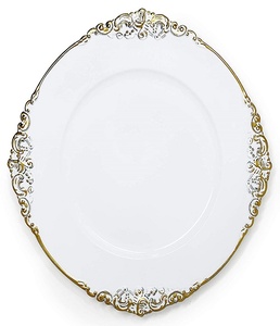 Placa de carga de color blanco de acero inoxidable de alta calidad, cargador de Metal y plato de servicio, precio más bajo - Product Image 1