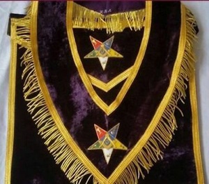 Brodé OES Violet Velours Ceintures Matrone À La Main En Mousseline De Soie Épaule Sash Mariages Banquets Usage Domestique-Order Eastern Star Masonic - Product Image 4