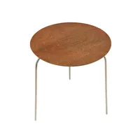 Mesa lateral redonda de madera y Metal de Acacia Natural para sala de estar, comedor, oficina, casa de campo, Industrial, mesa de madera