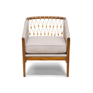 Fauteuil en acajou Easton, tissu et corde rembourrés, chaise de loisirs au design moderne, pour salon, maison, hôtel - Product Image 2