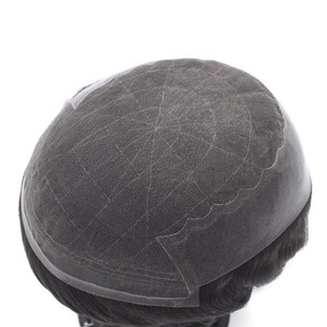 Prothèse capillaire masculine <span class=keywords><strong>N6</strong></span> en dentelle française avec côtés en PU transparents, cheveux humains Remy chinois - Product Image 2