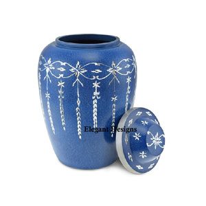 Urna de cremación de diseño azul de gran oferta de la mejor calidad, urna hecha a mano de tamaño personalizado, urna de cremación india con estilo clásico, nueva llegada, la mejor urna de cremación - Product Image 1