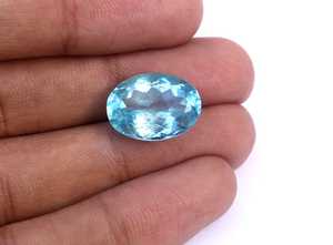 ลูกปัด12.5กะรัตหินสีฟ้าบุษราคัมพลอยเจียระไนทรงวงรีทรงหลวมสำหรับการทำเครื่องประดับแบบ DIY - Product Image 6