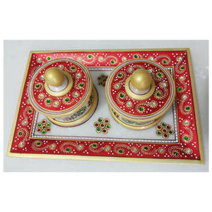 Precioso mármol blanco pintado en oro, decoración del hogar, artículos de regalo de boda - Product Image 1