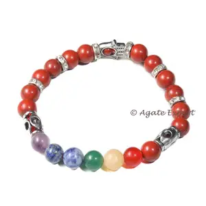 Pulsera Clásica con Dijes de Cristal, Ágata y 7 Chakras, Bañada en Oro/Plata - Product Image 1