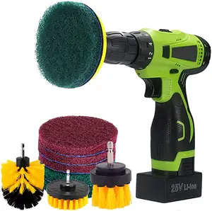 Toptan matkap ovma pedi-Drill Power Brush Tile Scrubber Scouring Pads Cleaning Kit Heavy Duty Household Cleaning Tool