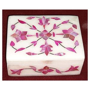 Hermosa Caja de Regalo de Boda Hecha a Mano con Incrustaciones de Mármol y Nácar, Artículo de Decoración para el Hogar - Product Image 1