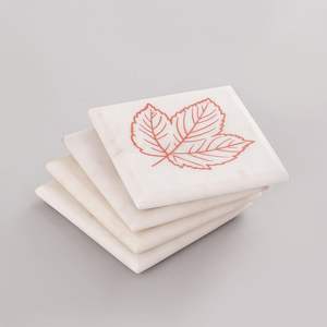Sous-verre de luxe en pierre de marbre de taille personnalisée pour thé ou café avec Design de feuille sous-verres les plus vendus - Product Image 3