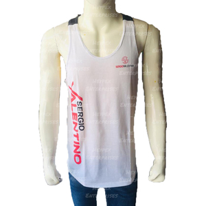 เสื้อกล้ามสีขาวสำหรับผู้ชายเสื้อกล้ามออกกำลังกายผ้าฝ้ายถักโพลีเอสเตอร์สำหรับยิมฟิตเนส - Product Image 5