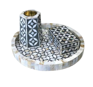 Juego de regalo de Ramadán con aroma árabe, incrustaciones de pera madre de madera, bandeja de quemador Mubkhar Bakhoor, quemador Oud, incensario musulmán de Dubái, incrustaciones de hueso - Product Image 4