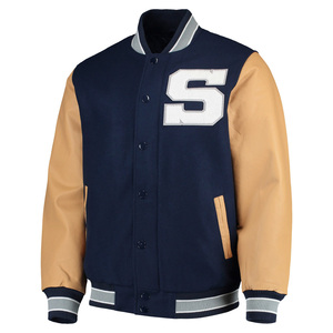 Japonais veste de Baseball en laine personnalisée, avec manches en cuir, pour hommes, design de base-ball, lettres, à la mode - Product Image 5