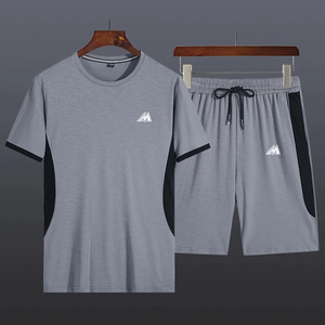Ensemble 2 pièces d'été pour homme : T-shirt et short respirants, coupe ajustée, couleur unie personnalisée, imprimé, pour la course et l'entraînement - Product Image 6