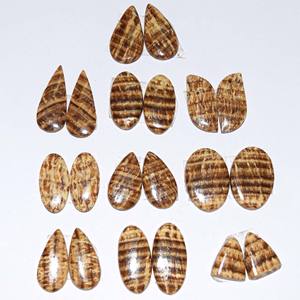 พลอย Aragonite Cabochon คู่แบบธรรมชาติ,พลอยฟรีไซส์สำหรับทำเครื่องประดับ DIY - Product Image 3