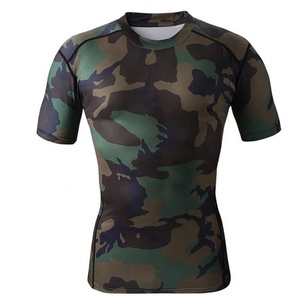 Men's High Quality Casual Camouflage Custom Sublimation Satin Knitted Breathable Gym & Jogging T-Shirts Wholesale - Product Image 1