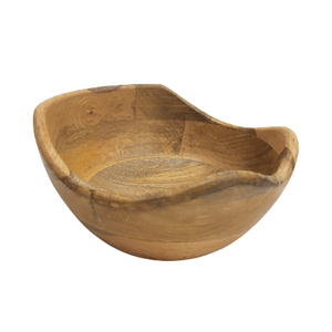 Bol à service en bois résine émail, Design bleu, bois manga naturel - Product Image 5