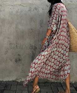 Bohemian Beach Festival Apparel Banana Leaf Print Boho Chic <b>Long</b> <b>Cardigan</b> for Women Flare Sleeve Kimono Jacket - Product Image 2