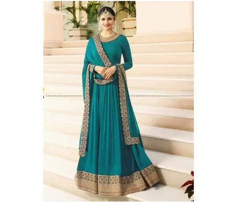 Дизайнерский Костюм сальвар камиз, индийская и Пакистанская женская одежда дупатта, шелковая сетка с вышивкой и камнями, оптовая продажа, низкая цена