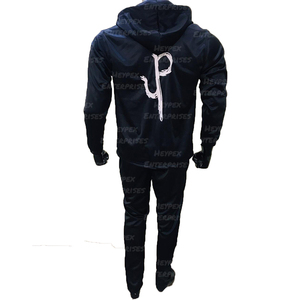 Sweat-shirt 2 pièces pour hommes, nouvelle collection, couleur noire, à fermeture éclair complète, en coton/Polyester, combinaison athlétique, pour la course, le Jogging, - Product Image 2