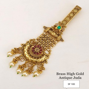 Hermoso y Único Joya Judía Antigua de Alta Calidad en Oro con Baño de Rodio, Estilo Clásico con Perla y Latón para Bodas - Product Image 1