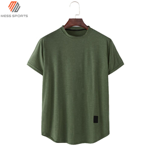 Camiseta Casual de Manga Corta con Cuello Redondo para Hombre, Color Sólido, Tejido de Punto, Corte Regular, Beige - Product Image 4