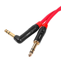 Professional Instrument Cable Guitar for Speaker Bass Keyboard 6.3mm Straight to Right Angle AWG24 Conductor PVC Jacket in Stock