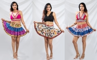 Minifalda de chifón estilo bohemio vintage indio con estampado floral, talla grande, moda de verano