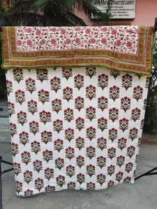 Luxueux bloc à main imprimé tissu matelassé coton remplissage à l'intérieur couverture couettes réversibles maison literie ameublement couette - Product Image 2