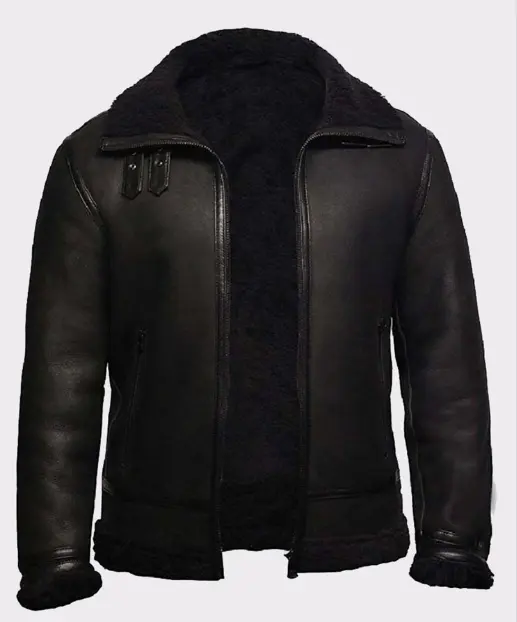 High Quality Aviator Pilot Flying Leather Jacket Men Black Fur Collar B3 Bomber Style Top Quality Material